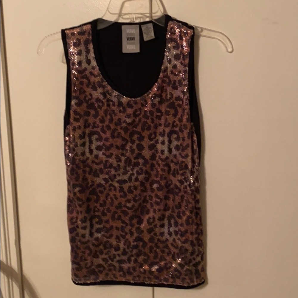 Leopard sequin tank top